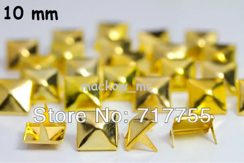 Модный Металлический Шип 9 мм золотые заклепки Пирамида Панк Рок Байкер воротник