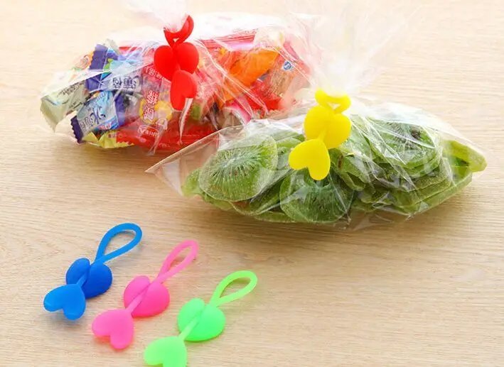 

1000 Pcs/ Lot Random Color!! Hot Sale Eco-friendly Silica Gel Sealing Clip Food Bag Bands Bobbin Bundled Winder Belt Wire