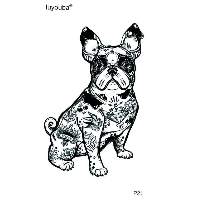 

Tribal Totem Dog Waterproof Temporary Tattoo Sticker Beauty Animals Tatoo Festival Waterproof Tattoo 3D Sticker Tatoo Men