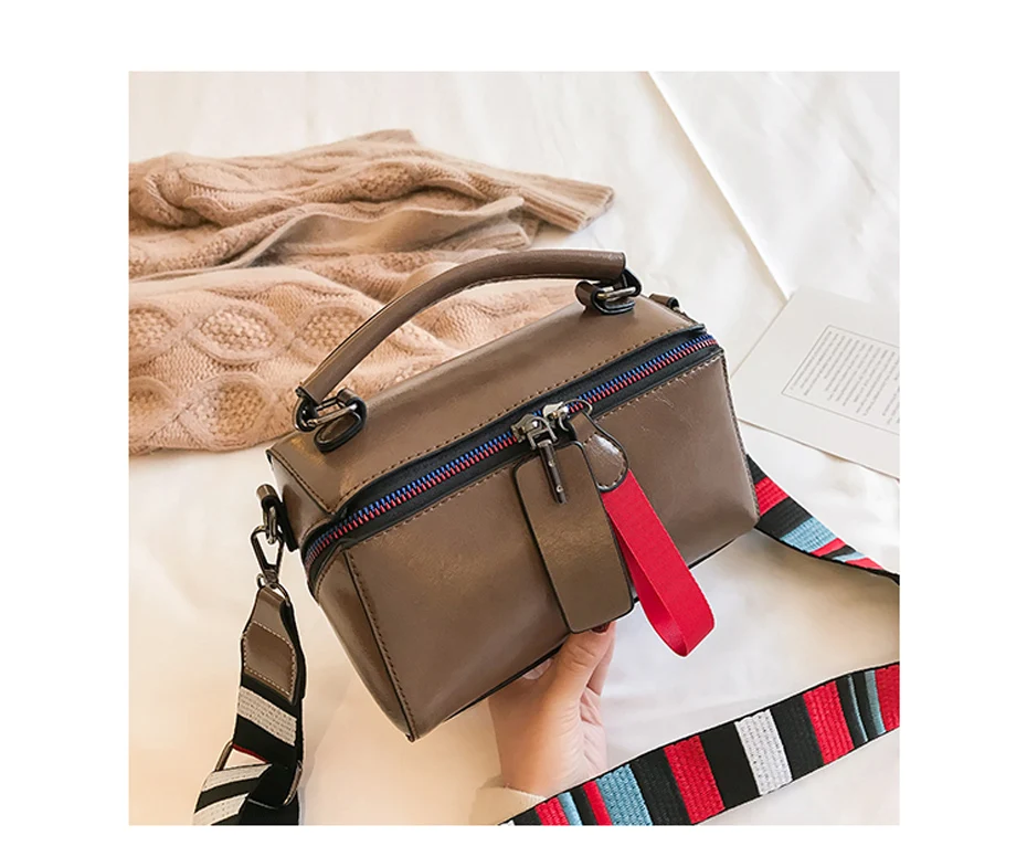 Bolsa Mujer сумки для женщин модные сумки двойная молния женские сумки почтальон Красочные Широкие ремешки Лоскутные сумки-тоут