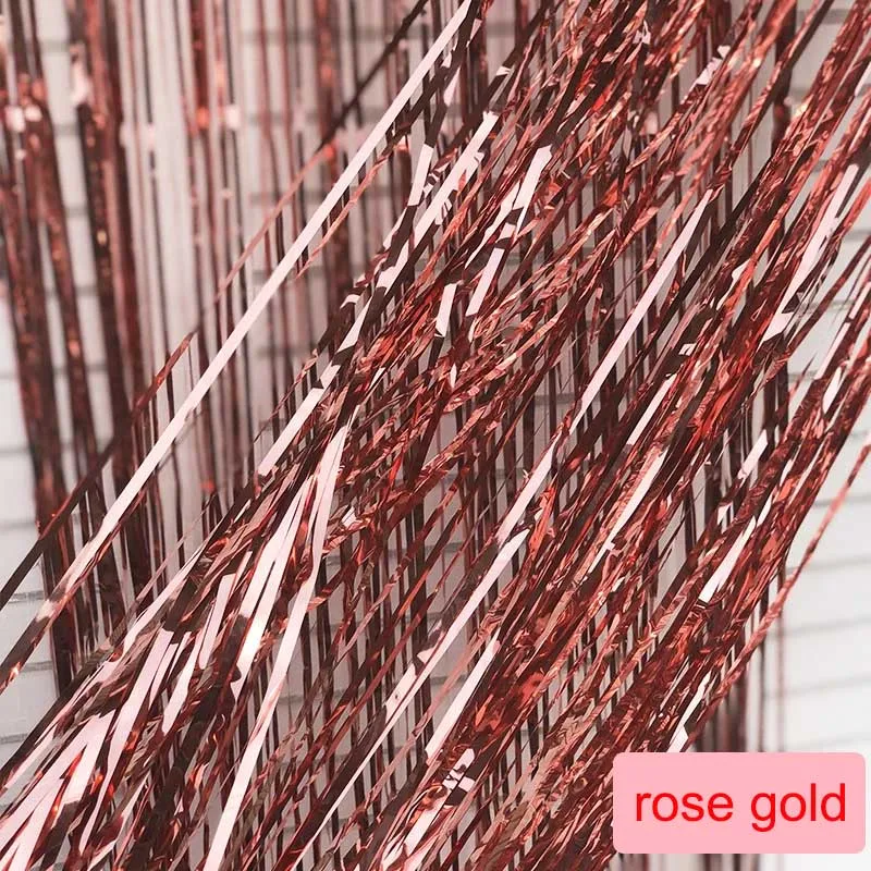 glossy-rose gold Свадебный фон дождь занавес s мишура Фольга занавес день рождения фон Свадебные украшения Девушка Взрослые юбилей украшение стены - Цвет: glossy-rose gold