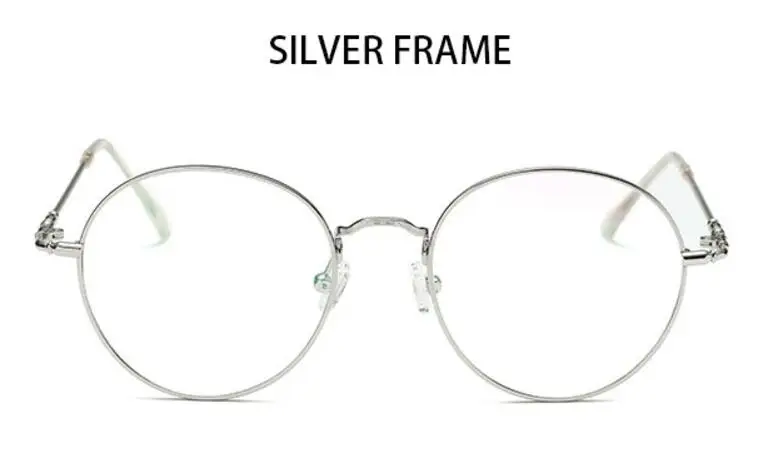 silver Круглые прозрачные очки для женщин, бренд Nerd, оправа для очков, мужские очки по рецепту, декоративные очки, золотые прозрачные линзы Oculos - Цвет оправы: silver