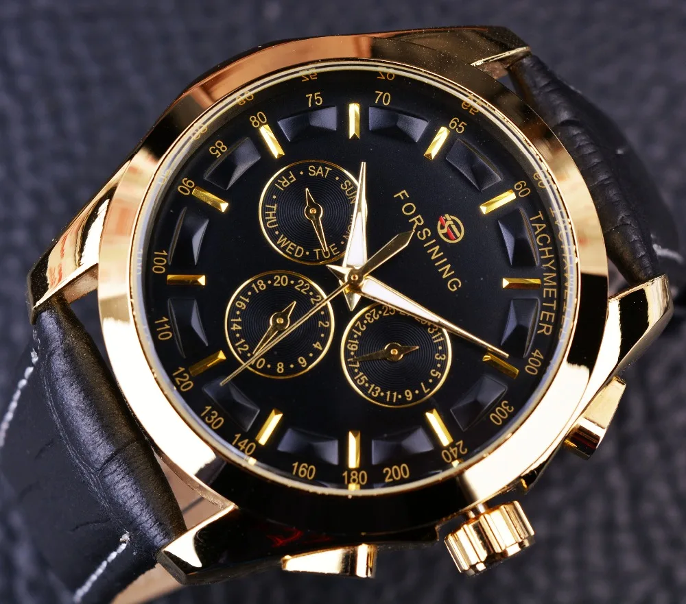 Forsining 2017 ретро модные дизайнерские часы с тремя циферблатами украшения из