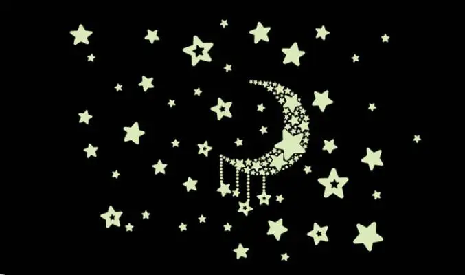 

Moon Stars Fluorescent Wall Sticker Mural Decal Removable Glow In The Dark Sticker Home Decoration Stickers