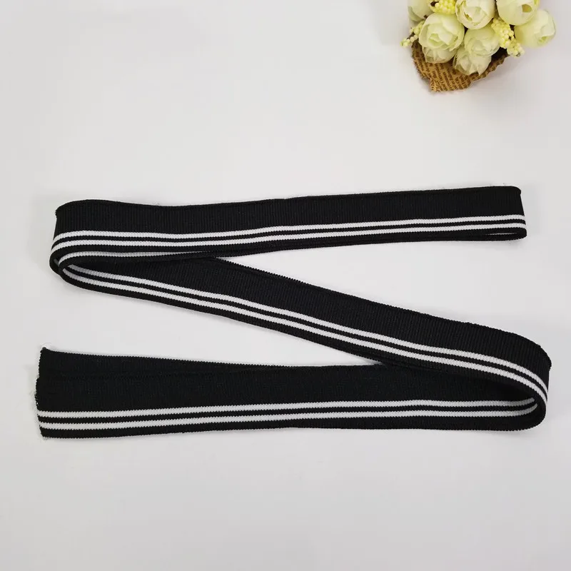 Черная Серия хлопковая и Полиэстеровая полосатая ткань эластичный воротник