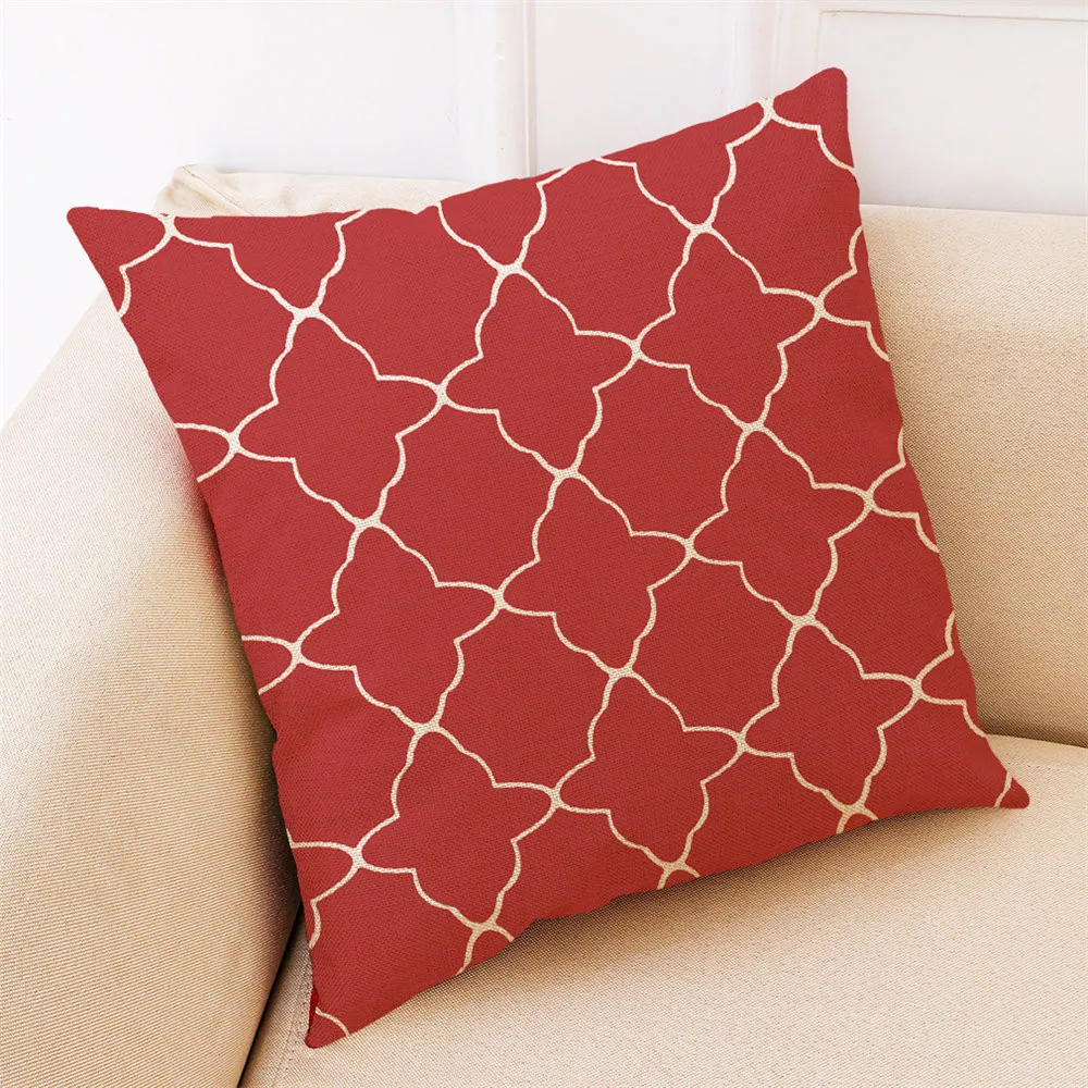 

Red Geometric Throw Pillowcase Polyester Throw Pillow Case Striped Geometric Home Decor Pillow Covers Kussensloop New #763