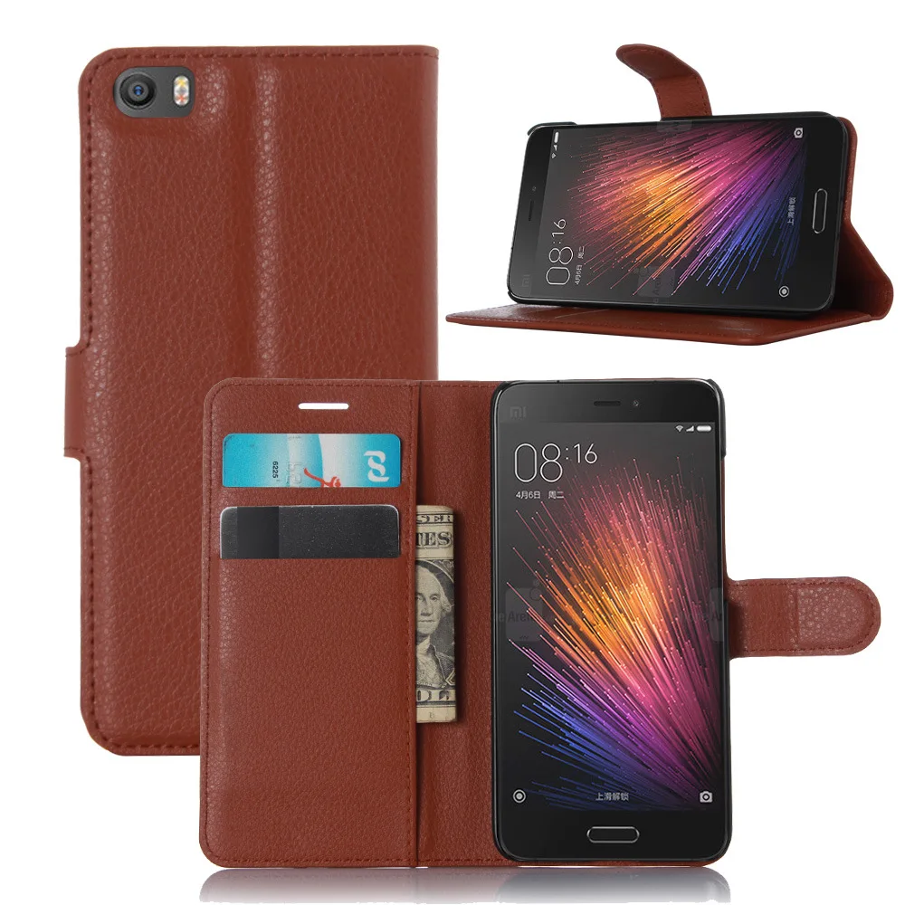 Модный кожаный чехол-кошелек из зернистой кожи PU для Xiao mi M5 5 защитный флип-чехол