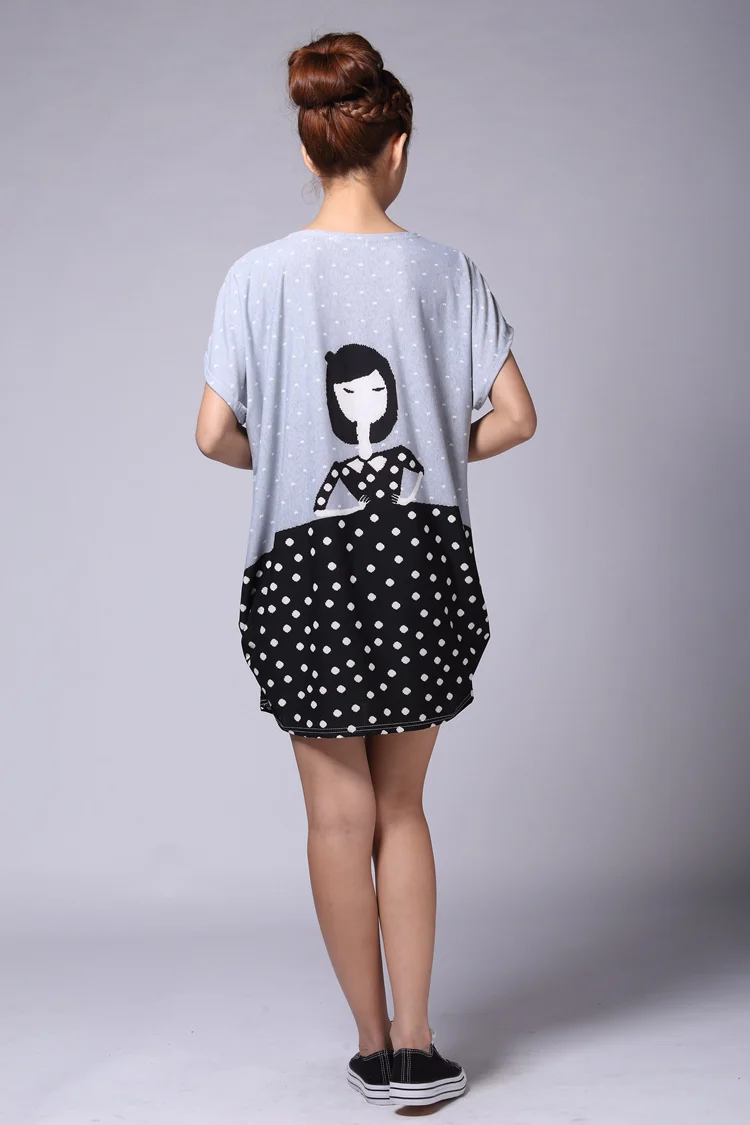 New 2018 summer women casual print cartoon short sleeve t shirts tops tees plus size loose tunic L-4XL big | Женская одежда