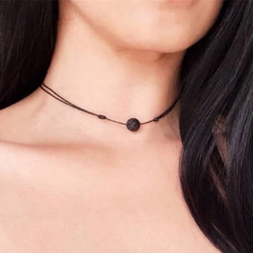 Новинка 2018 очаровательные ожерелья из черного лавового камня с диффузором