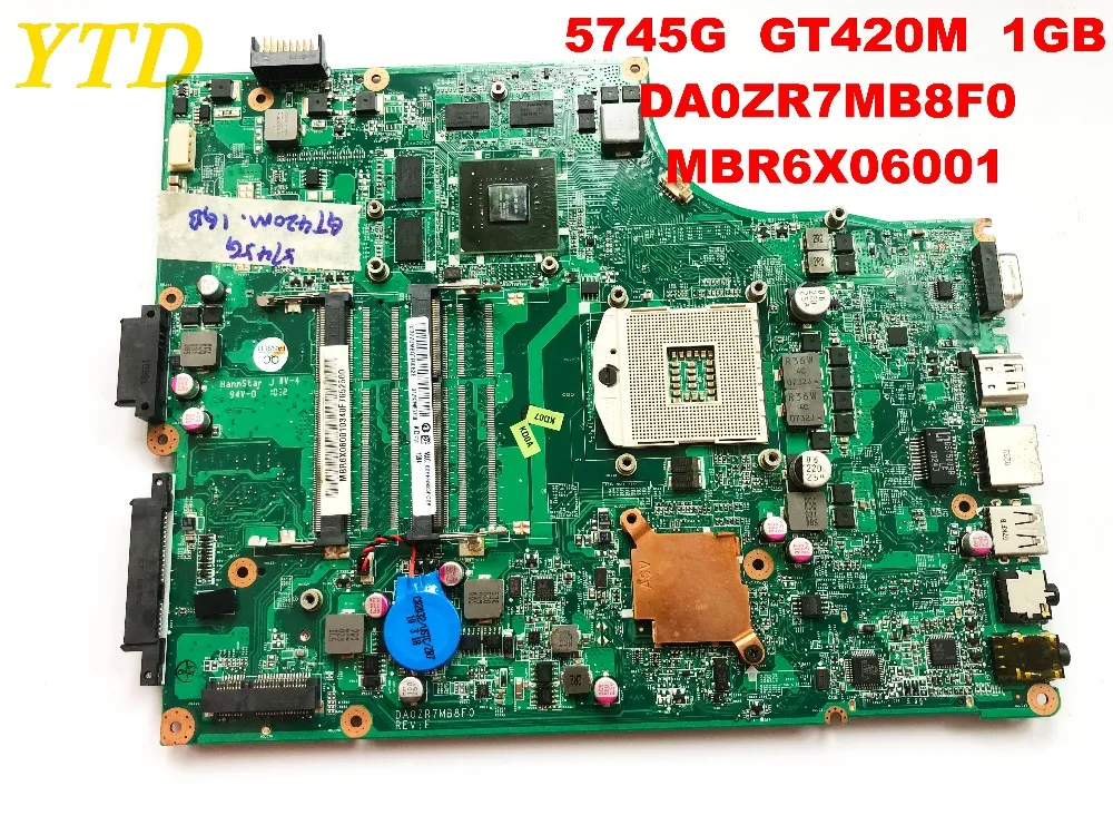 Original for ACER 5745 5745G   laptop motherboard 5745G GT420M 1GB DA0ZR7MB8F0 MBR6X06001 tested good free shipping connectors