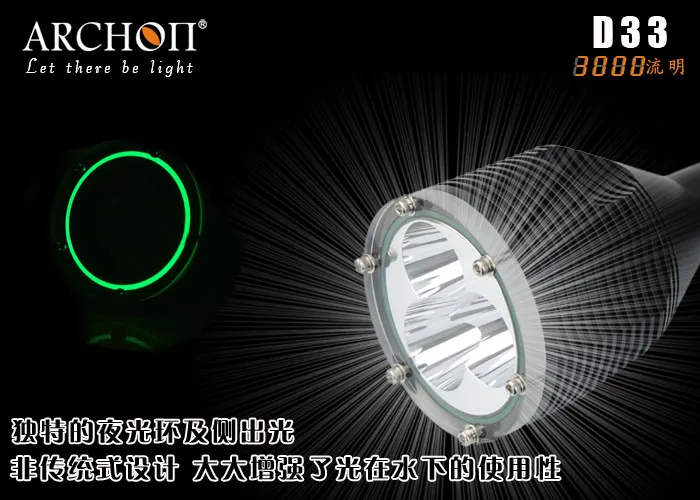 ARCHON D33 CREE XM-L T6 3000 люмен фонарь для дайвинга фонарик 100 М Подводная фотосъемка от аккумулятора 18650