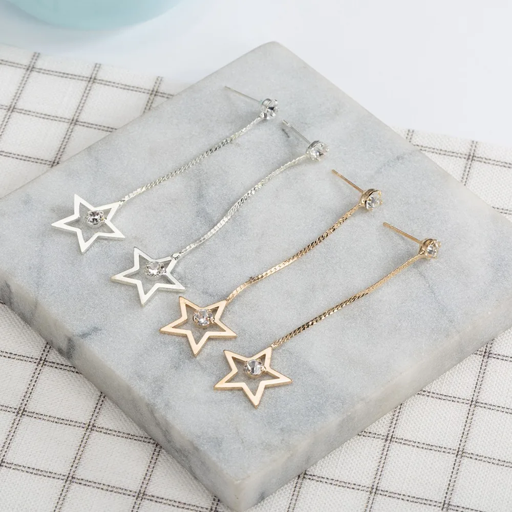 YFJEWE Women's Vintage Hollow Wheel Five Five-pointed Star Pendant Eardrop Dangle Earrings Jewelry E590 | Украшения и