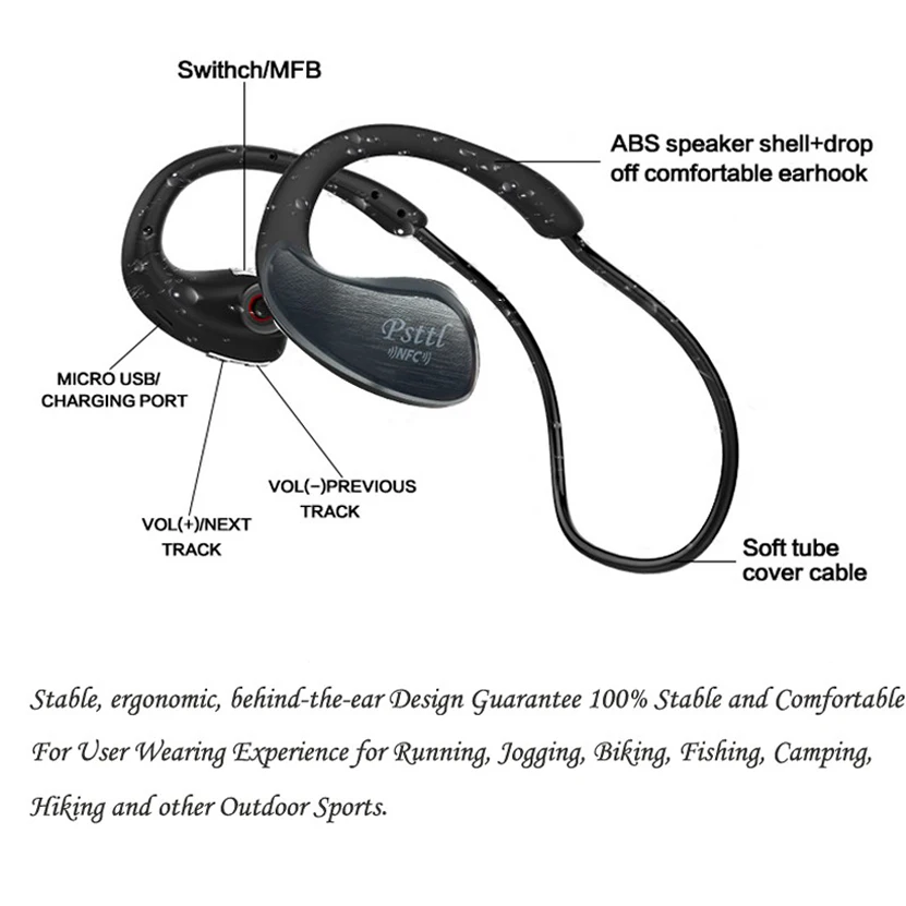 Bluetooth наушники Psttl с защитой от пота Hi Fi|bluetooth earphone|earphone in earwireless headset bluetooth |