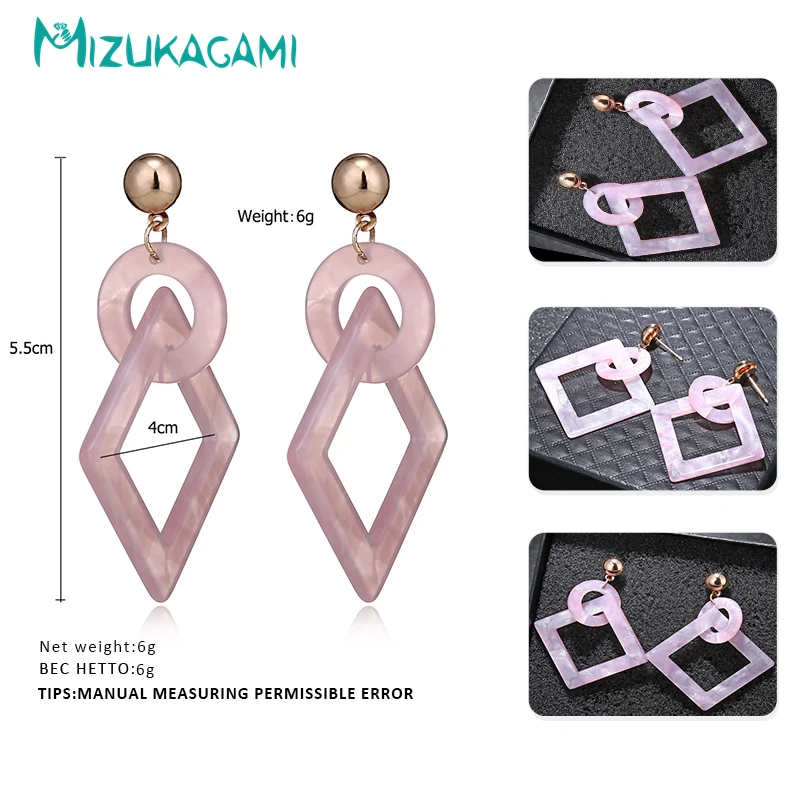 MIZUKAGAMI модные розовые уксусная кислота смолы к той геометрии полые качество