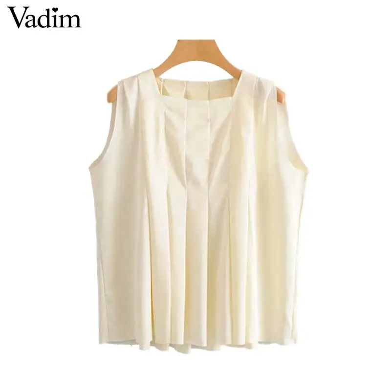 Vadim Женские повседневные однотонные негабаритные блузки без рукавов