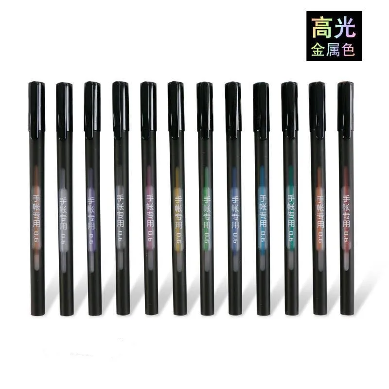 

12 pcs/pack Metallic Ink Colorful Graffiti Handbook Candy Color Highlighters Promotional Markers Scrapbooking Gift Stationery