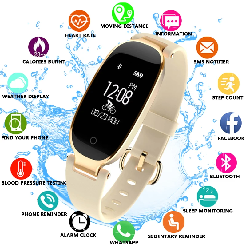 Спортивные модные часы Smart Watch для женщин умный браслет Bluetooth сердечного ритма