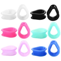 12pcslot silicone flexible soft teardrop ear stretcher flesh tunnel plugs piercing assorted colors ear gauge expander jewelry