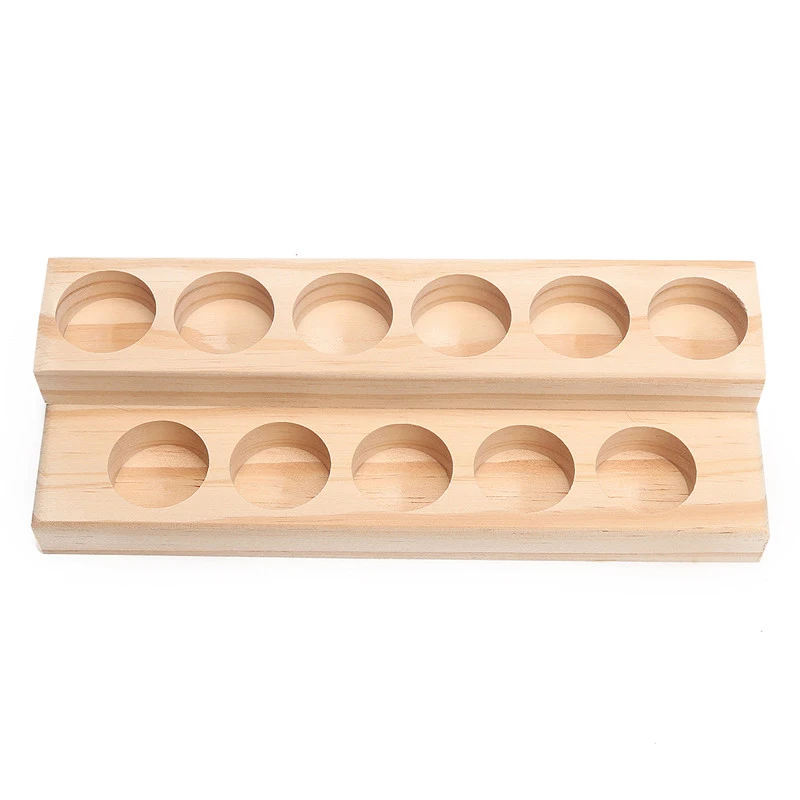 11 Holes Wooden Essential Oil Tray Handmade Natural Wood Display Rack Demonstration Station For 5-15Ml Bottles | Дом и сад