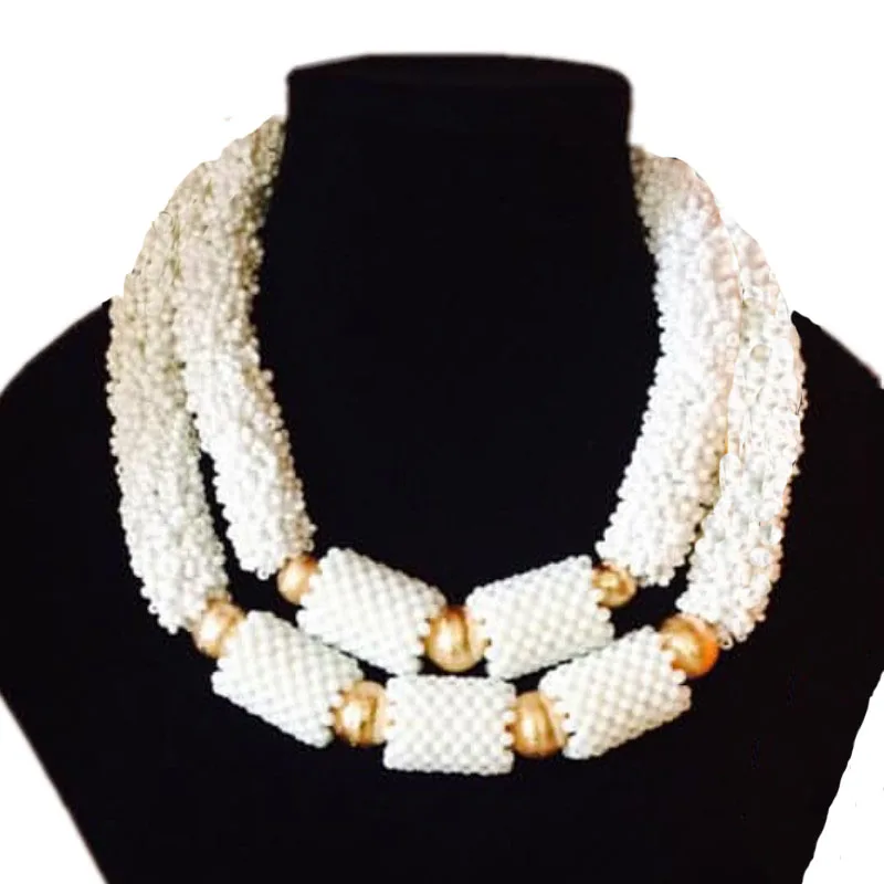 

Dudo Store African Jewelry Set 2 Rows Bold Choker Set Nigerian Wedding Jewellery Set With Bracelet and Earrings Fine Party Set