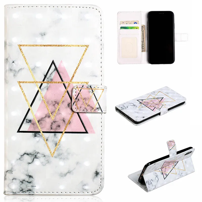 Pink Triangle Чехол-портмоне для huawei P smart Honor 9 10 Lite 8X P30 Pro Nova 4 mate 20 X P20 Lite, кожаный чехол-книжка B146 - Цвет: Pink Triangle