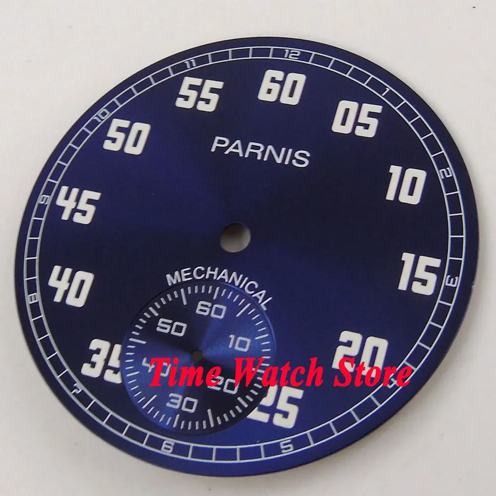 

Parnis 38.9mm Royal blue dial Fit for mechanical ETA 6498 Movement watch dial D100