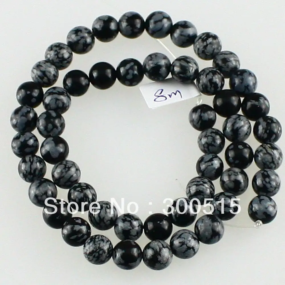 8mm Snowflake obsidian ball loose bead 50pcs | Украшения и аксессуары