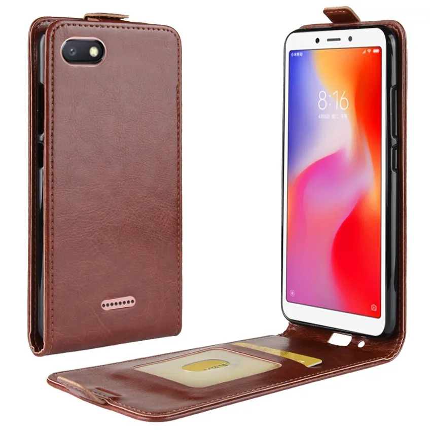 Кожаный флип-чехол для Xiaomi Redmi 6A вертикальный чехол с отделением карт 2018 |