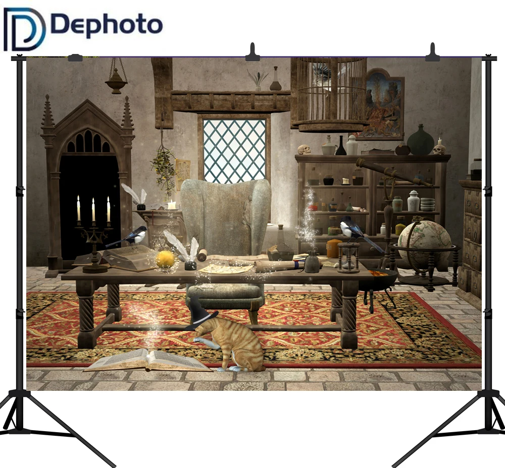 DePhoto фотография Фон таинственный Волшебный дом кошка Винтажный стиль День