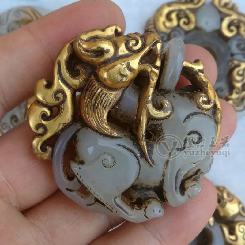 7 latest styles Collect the jade figurine of old carving in China which is plated with gold and imitation dragon | Дом и сад