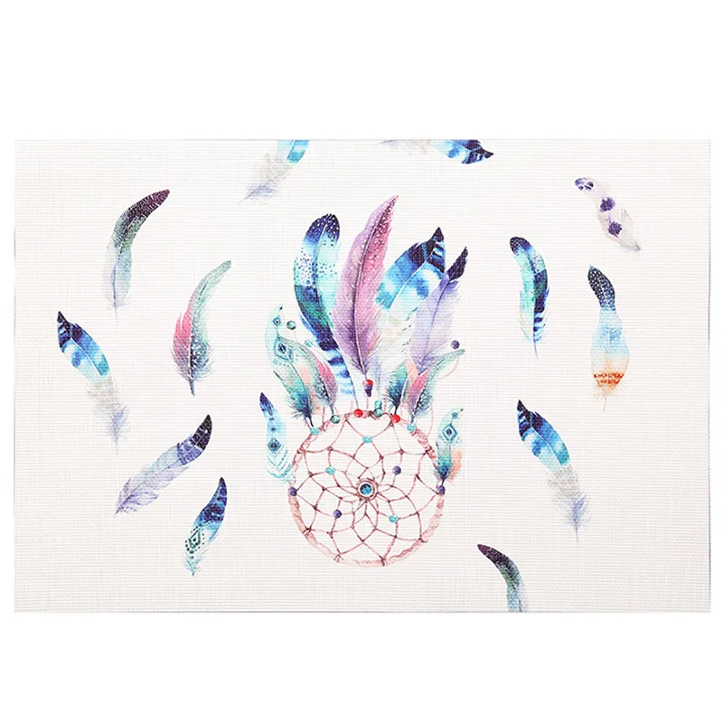 Dreamcatcher Placemats Girl Fish PVC Dining Table Mat Disc Pads Bowl Pad Coasters Waterproof Cloth Slip-Resistant | Дом и сад