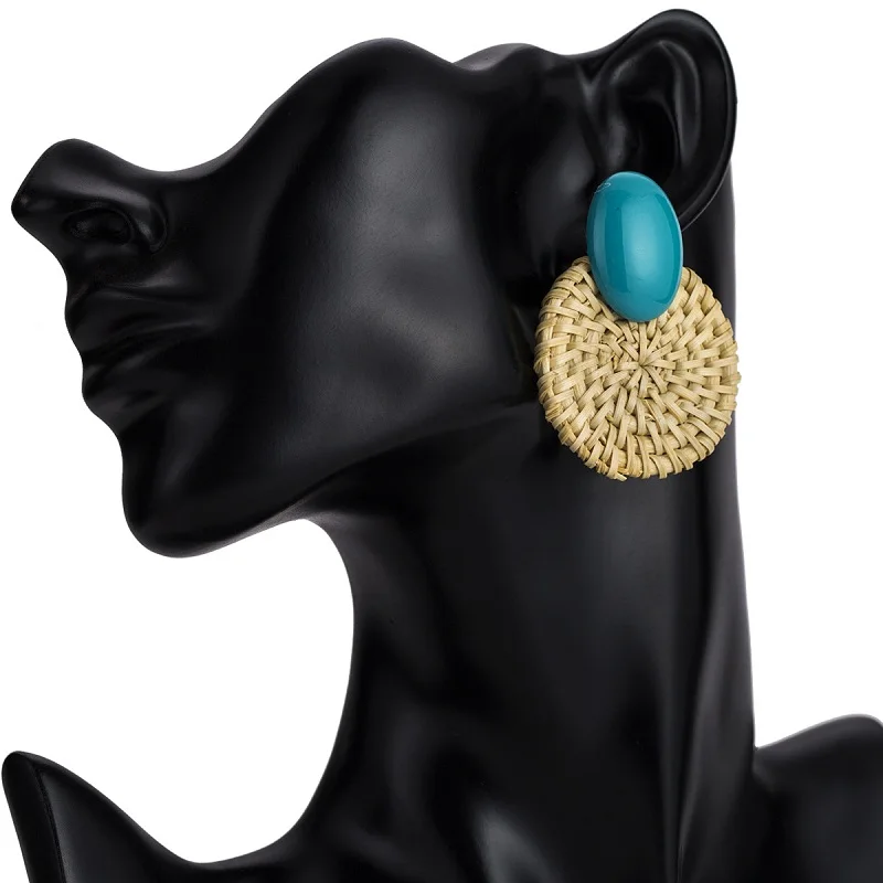Женские серьги подвески из ротанга Find Me Многослойные Круглые в стиле бохо