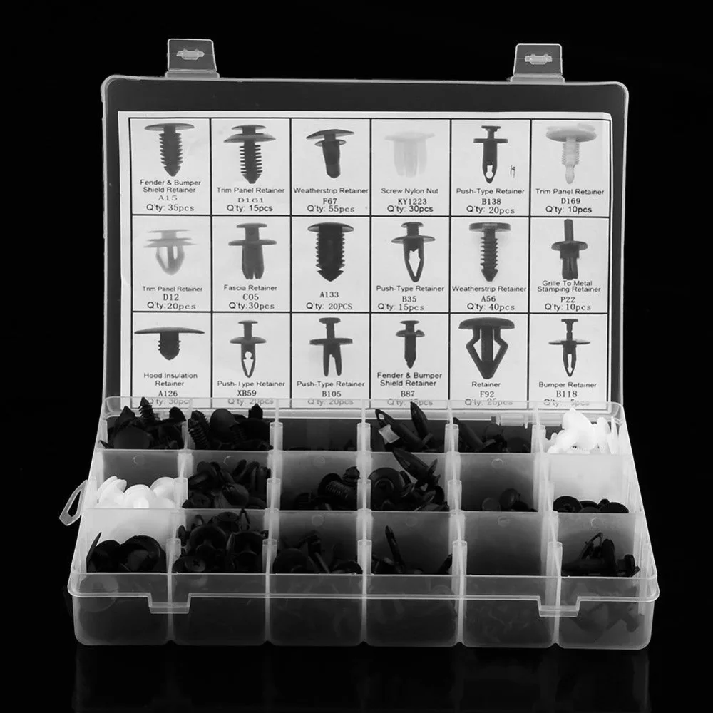 

415PCS 18 Sizes Body Retainer Push Pin Rivet Clip Mouldings Trim Panel Car Autos