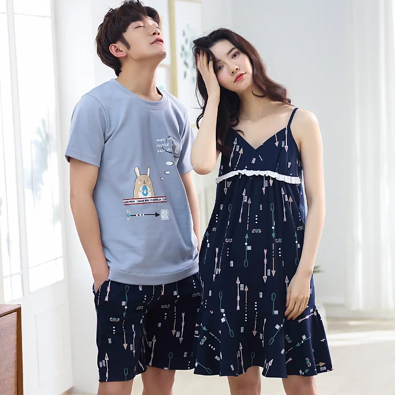 Ночь платье v-образным вырезом Для женщин хлопчатобумажная ночная рубашка без