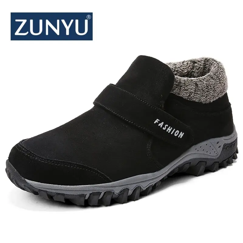 ZUNYU 2018 Новые мужские ботинки зимние меховые теплые повседневные рабочая обувь