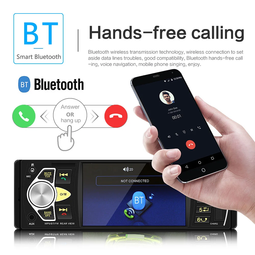 Автомагнитола 1 Din 4 &quot Мультимедиа MP5 плеер Bluetooth кассетный Oto Teypleri Стерео FM Aux TF