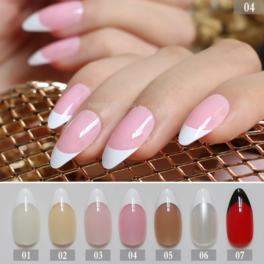Накладные ногти для французского маникюра простые бежевые белые накладные