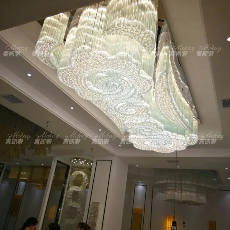 Вестибюль для отеля приемный зал хрустальная лампа Центр продаж прямоугольный