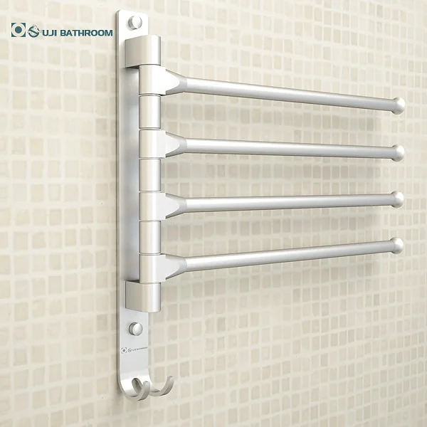 

Modern European Space Towel Rack 4/3/2 Arms Toilet Towel Hanging with Hooks Bathroom Towel Rack Movable Towel Bars