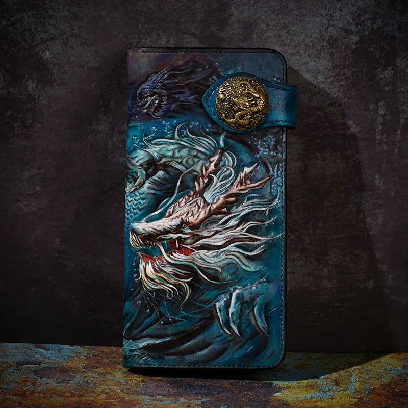 Высококачественные кошельки ручной работы резьба по мифике Underworld этот бумажник
