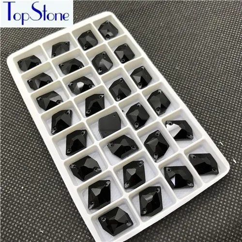 black Стразы Topstone Cosmic с пришивным стеклом 13x17 мм 28 шт. все цвета с плоским основанием 2 отверстия пришивные камни для костюмированного платья - Цвет: black