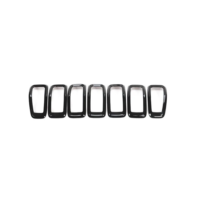 black 7 pcs MOPAI автомобильные наклейки для Jeep Cherokee+ ABS автомобильные передние декоративные решетки наклейки s Для Jeep Cherokee автомобильные аксессуары - Название цвета: black 7 pcs
