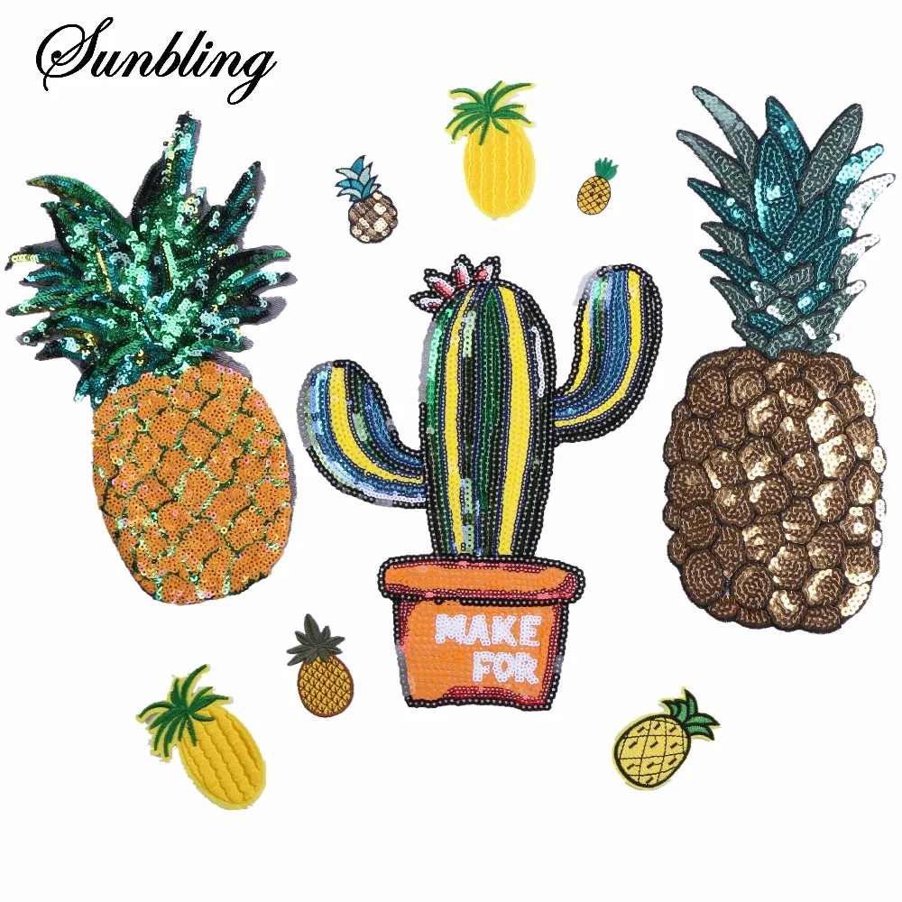 1 шт./лот брендовые нашивки в полоску вышитая желтая Нашивка С КАКТУСОМ блестками