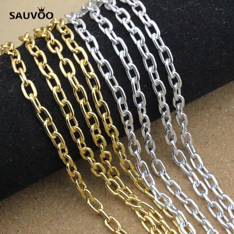 SAUVOO 5 м/лот серебряное золото цвет алюминий оптом звено Роло цепь 5*8*1 мм для DIY