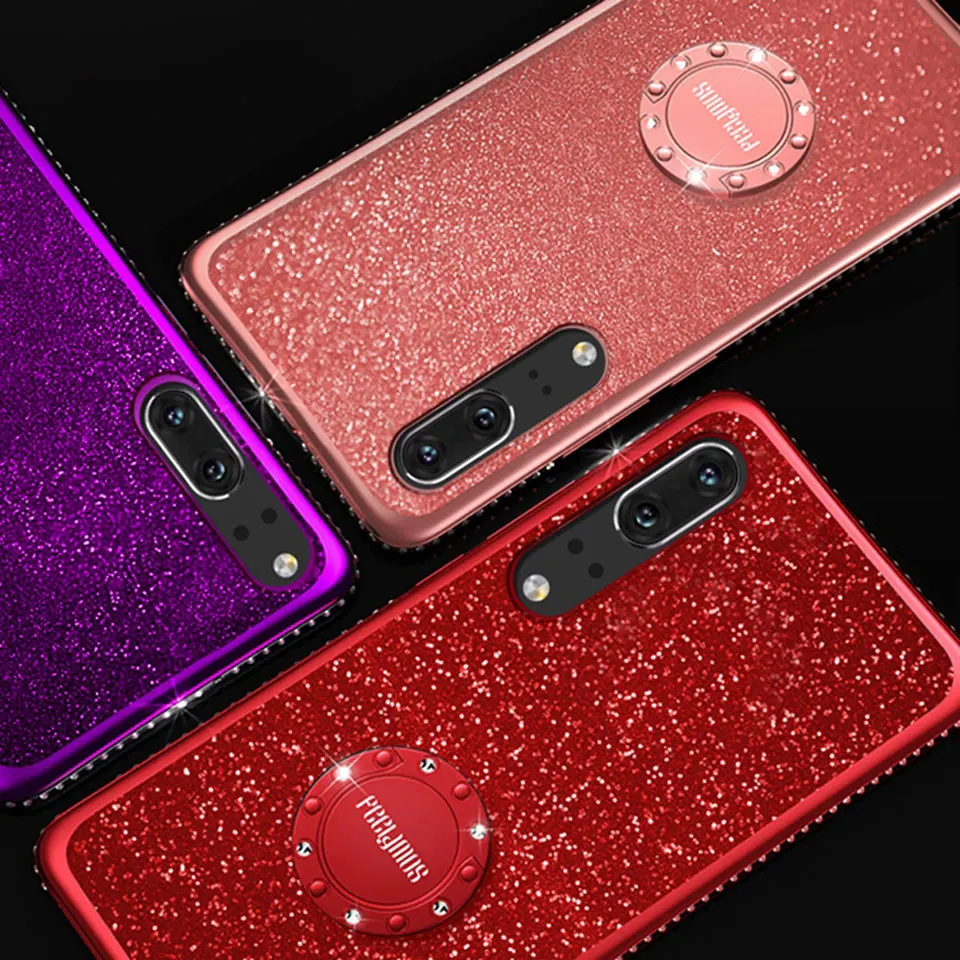 Алмазная Магнитный чехол с кольцом держателем для пальца на Honor 8X 7X huawei P20 Lite