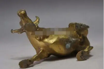 Китайский бронзовый медь Зодиак животное зверь скот бык рынок счастливое