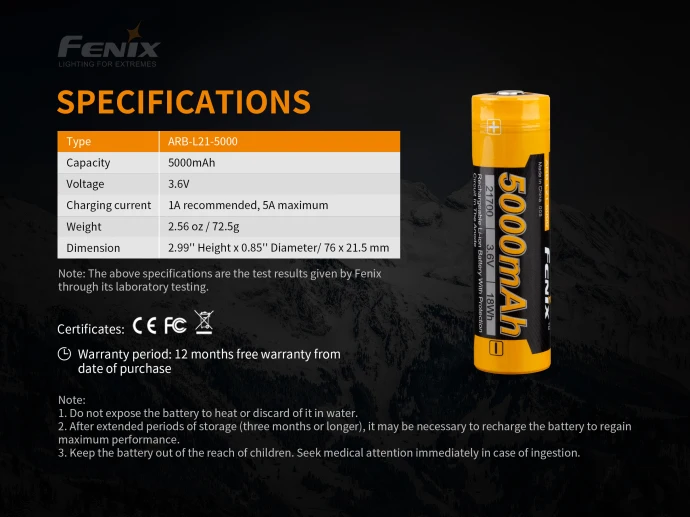 Fenix ARB L21 5000 21700 литий ионная аккумуляторная батарея мАч с PD36R|accessories|accessories