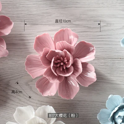 Cherry blossoms L Peony Cherry blossoms decorative wall flower dishes ceramic decorative plates handicraft porcelain flowers craft home decoration - Цвет: Cherry blossoms L