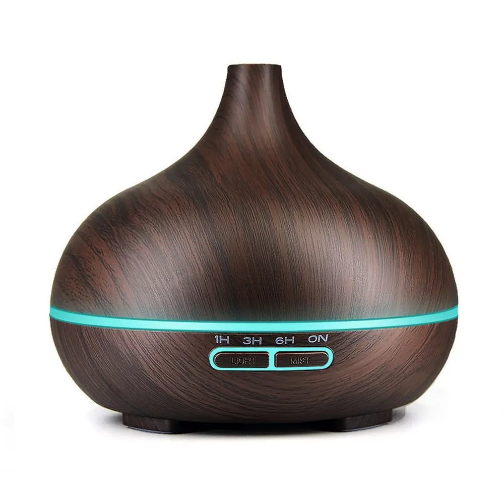 

400ML Ultrasonic Air Humidifier Wood Grain Essential Aroma Oil Diffuser Air Purifier with 7 Color Changing LED Lights For Home