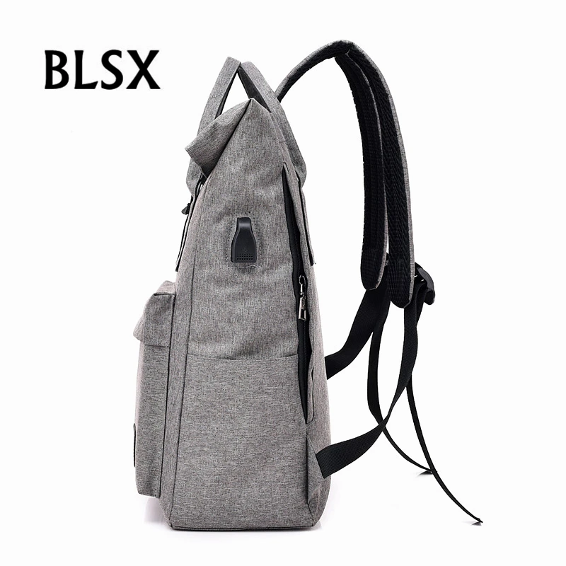 BLSX новый холст Для мужчин и женщин Рюкзаки Мода USB для подзарядки сумка ноутбука